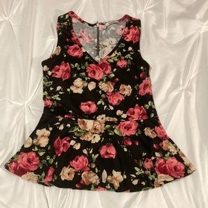Black floral tank